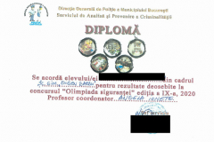 Diplome obținute de elevii de la Școala Gimnazială Eugen Barbu - 2021