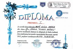 Diplome obținute de elevii de la Școala Gimnazială Eugen Barbu - 2023